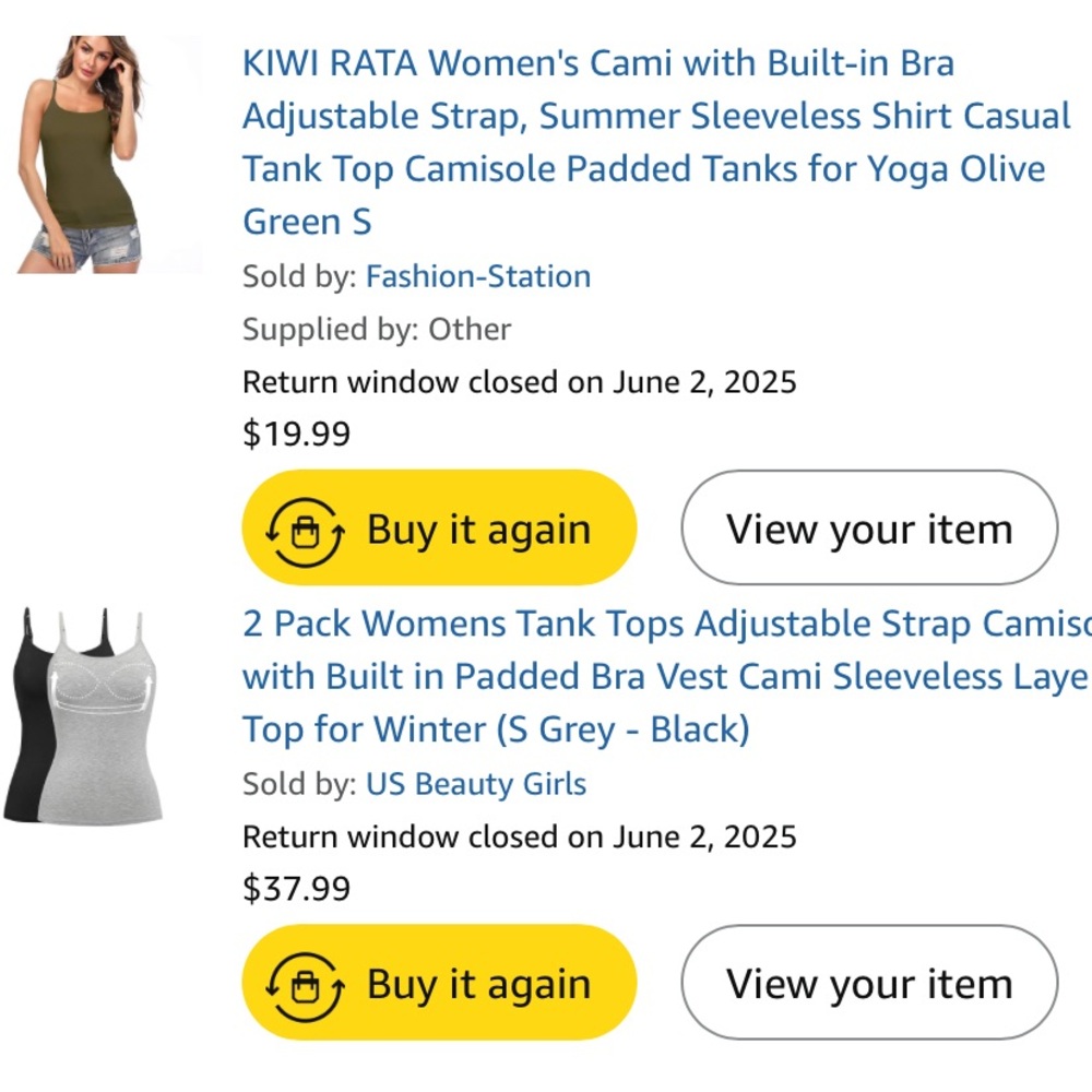 Women's Tank Tops with Built-in Bra (3 pc: blk, gray, olive) Small - Picture 6 of 8